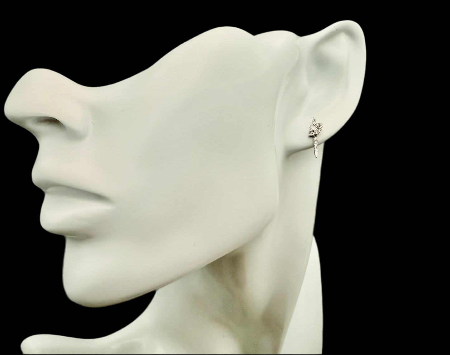 Asymmetrical Natural Diamond Earrings | 18K White Gold Studs | Unique Real Diamond Earrings with Silicone Backs | Minimalist Fine Jewelry