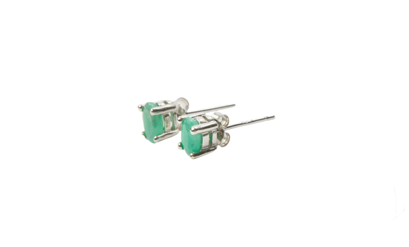 Natural Emerald Stud Earrings. Inclusions noted as these are not treated & not heated.