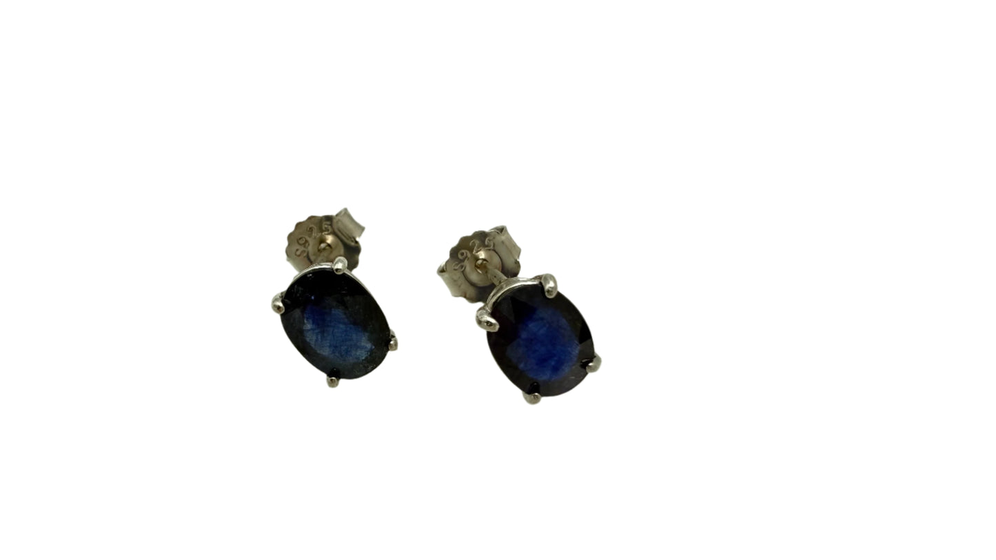 Natural Blue Sapphire Stud Earrings