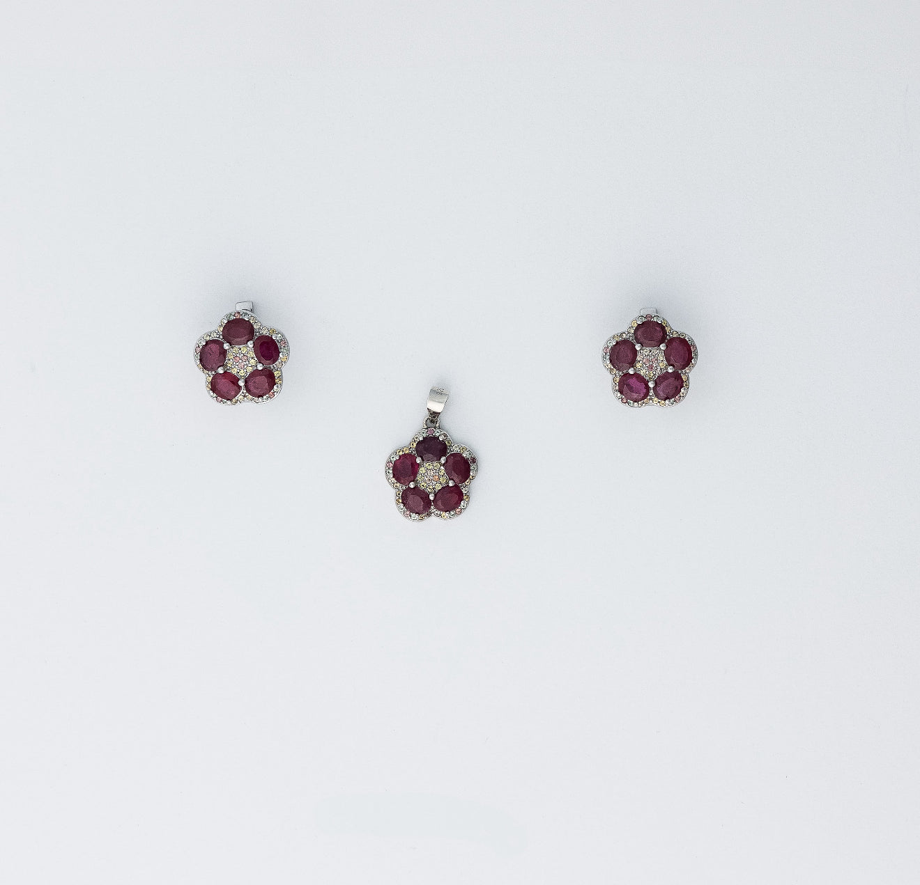 Ruby & Sapphire in Platinum 925 Sterling Silver (chain not included)