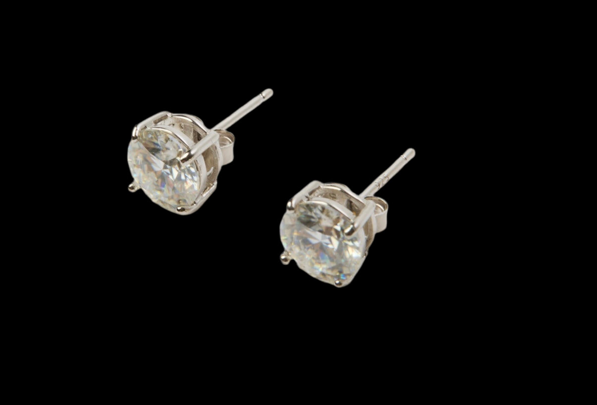 White Moissanite Stud Earrings