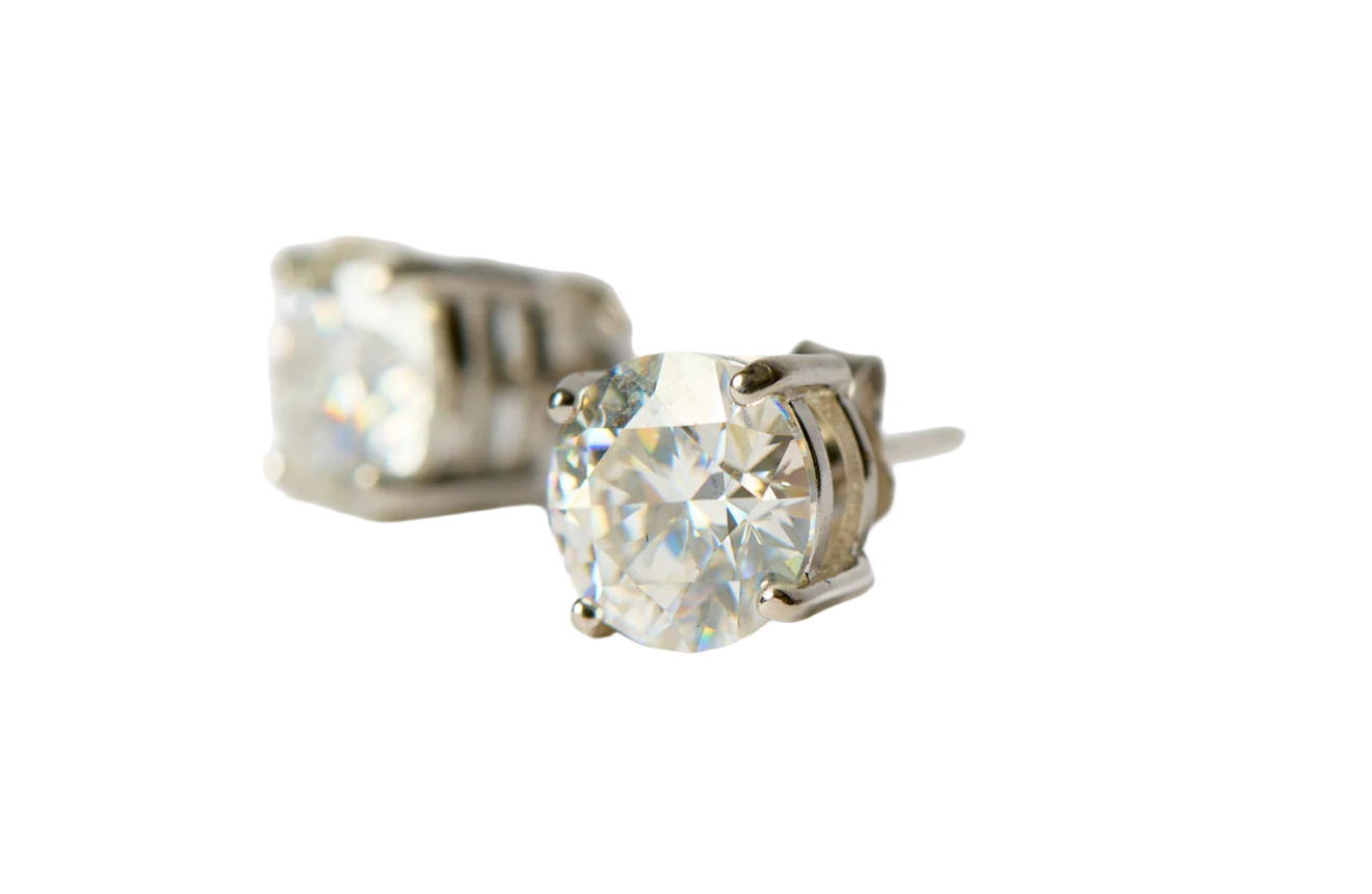 White Moissanite Stud Earrings