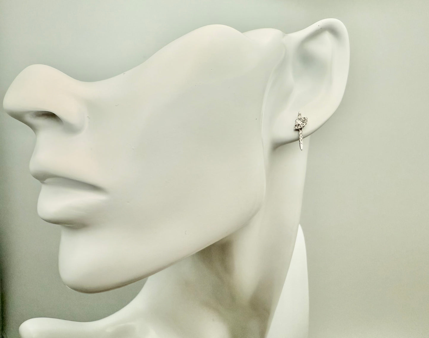 Asymmetrical Natural Diamond Earrings | 18K White Gold Studs | Unique Real Diamond Earrings with Silicone Backs | Minimalist Fine Jewelry