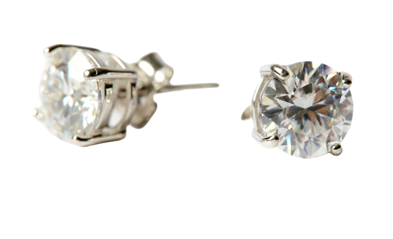 White Moissanite Stud Earrings