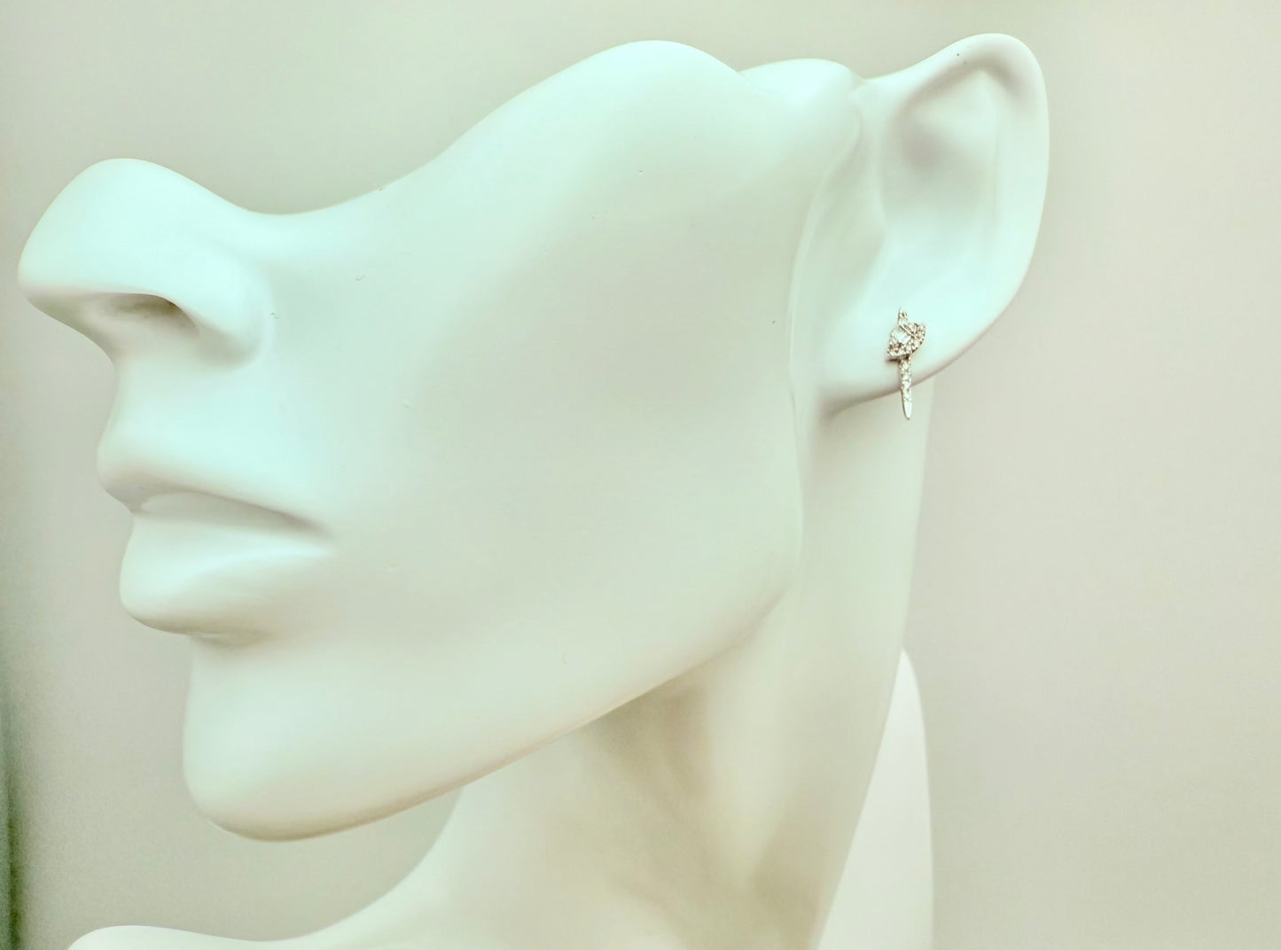 Asymmetrical Natural Diamond Earrings | 18K White Gold Studs | Unique Real Diamond Earrings with Silicone Backs | Minimalist Fine Jewelry