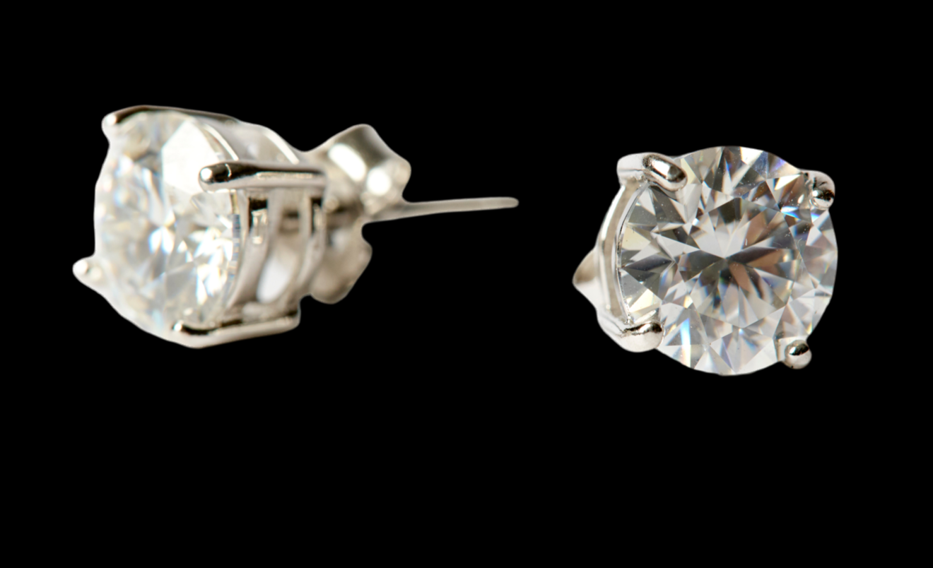 White Moissanite Stud Earrings