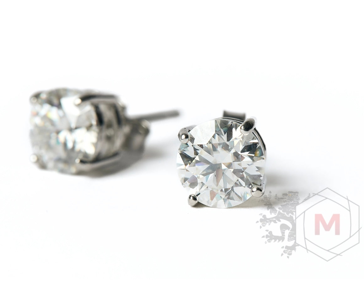 White Moissanite Stud Earrings
