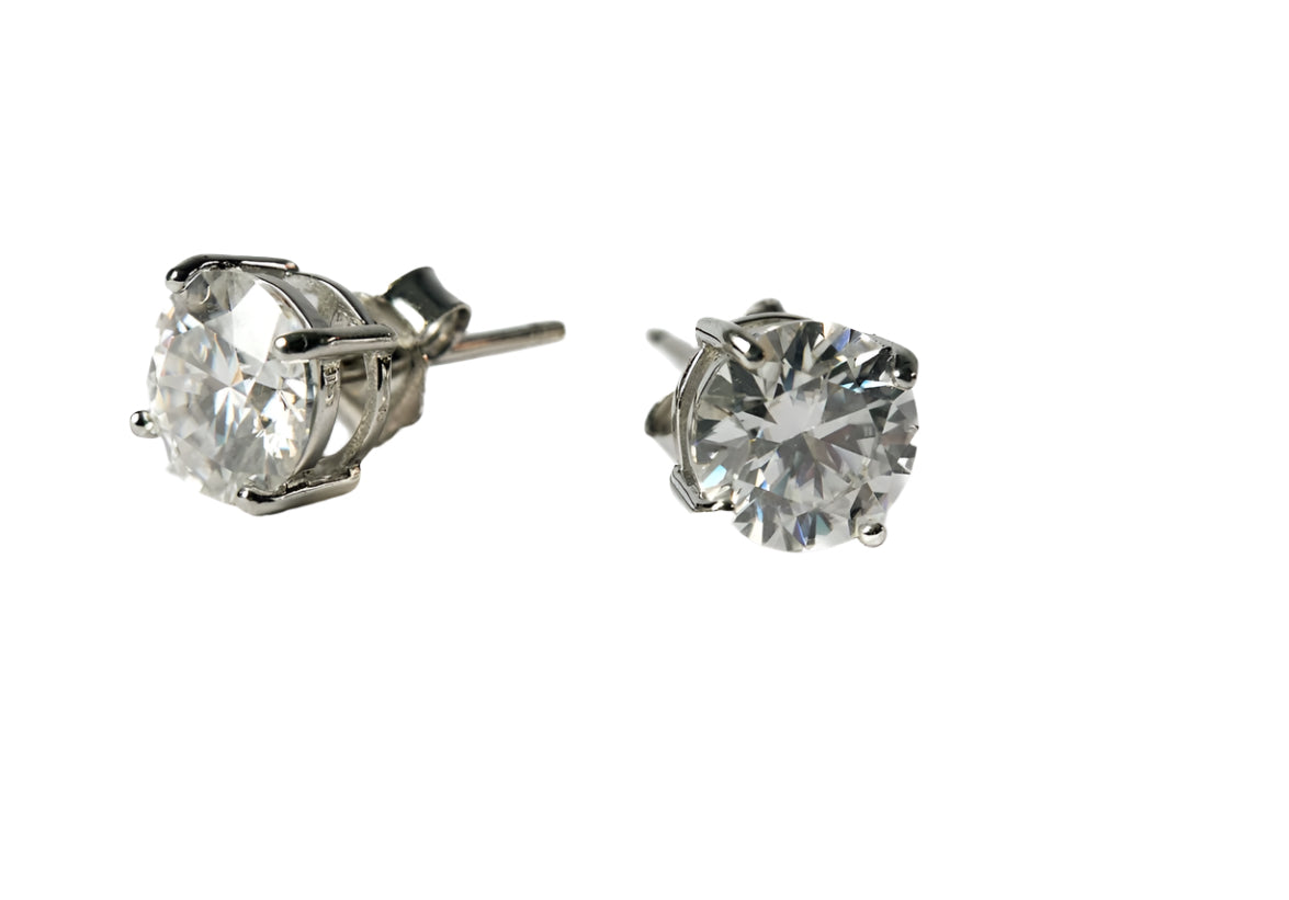 White Moissanite Stud Earrings
