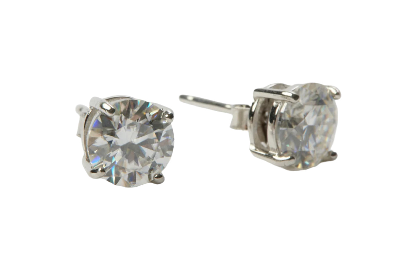White Moissanite Stud Earrings