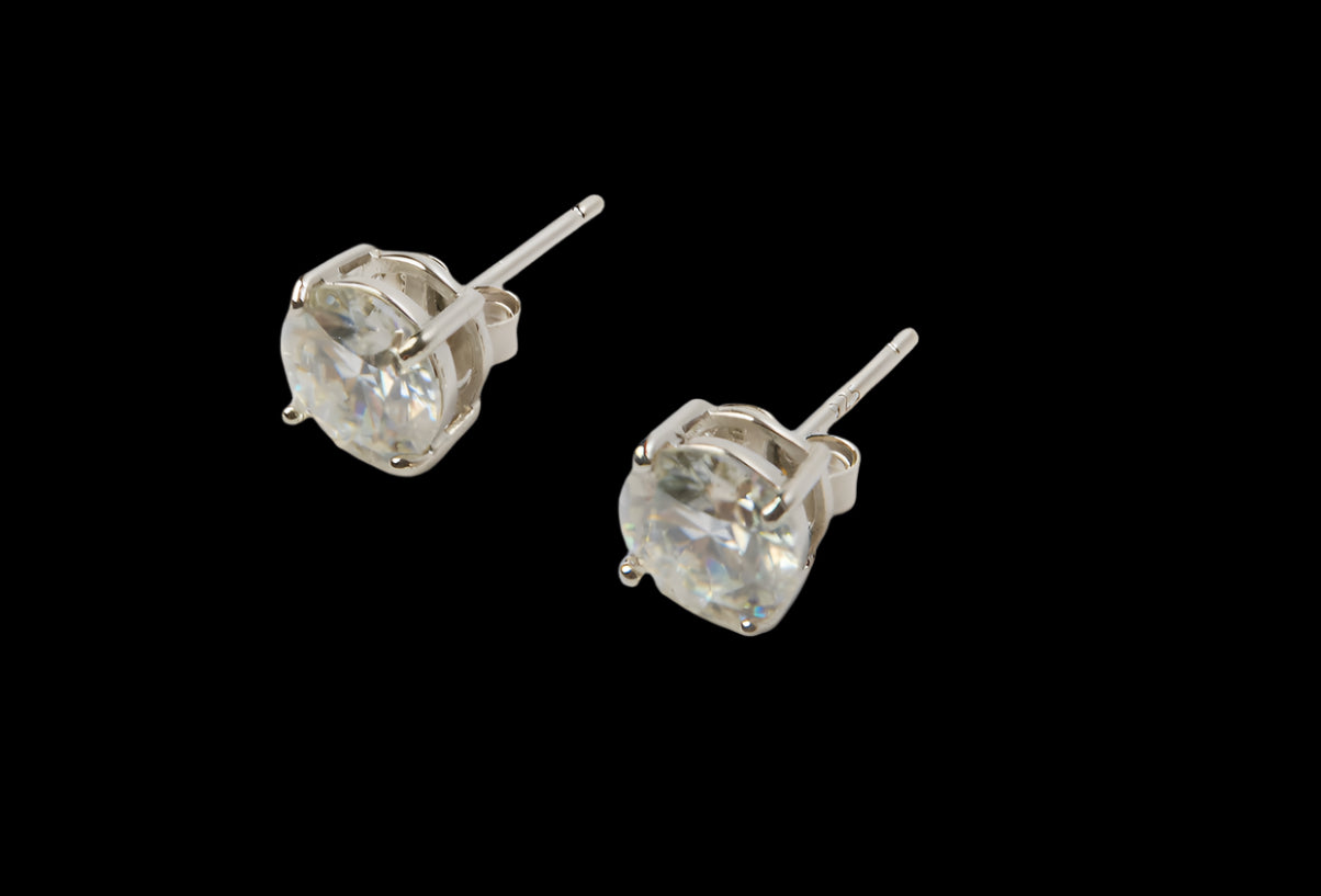 White Moissanite Stud Earrings