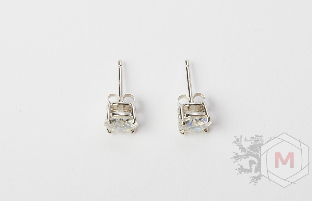 White Moissanite Stud Earrings