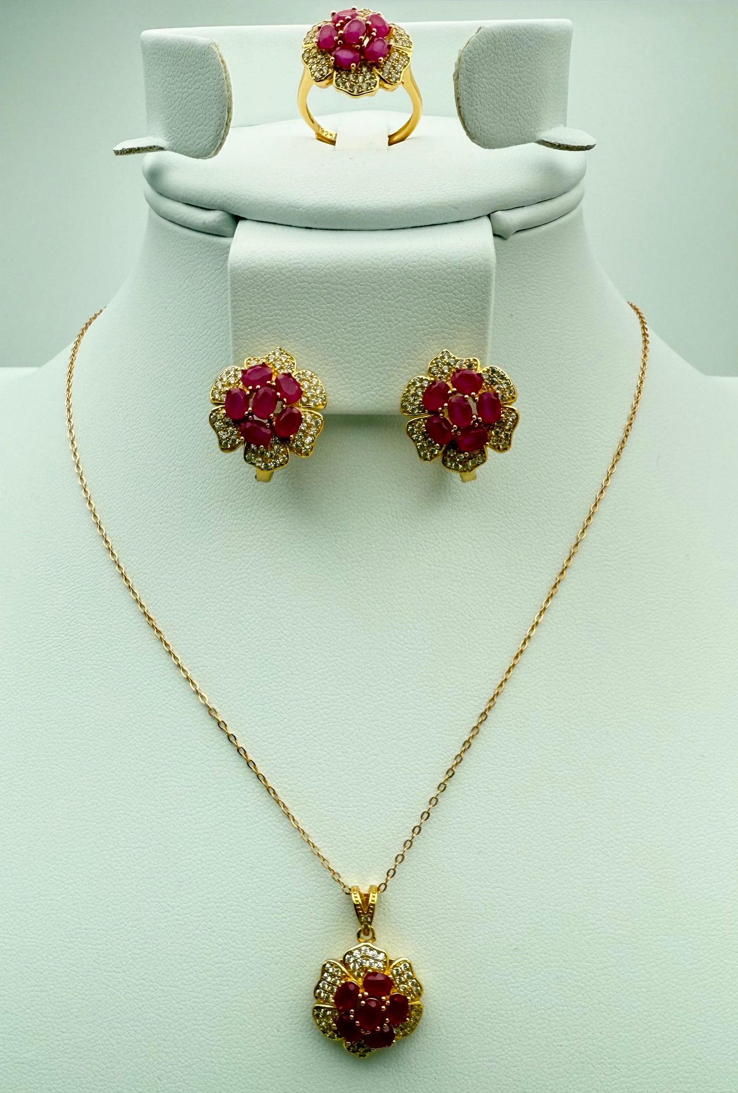 Ruby Yellow Gold Plated Full Set