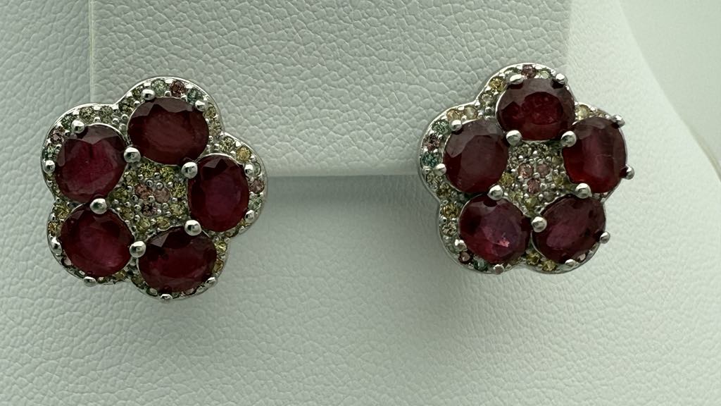 Ruby & Sapphire in Platinum 925 Sterling Silver (chain not included)